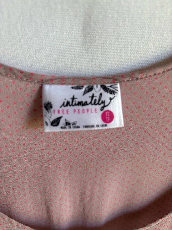 Free People Intimately Pink Polka Dot Lace Trim Tunic Top XS - Picture 4 of 7